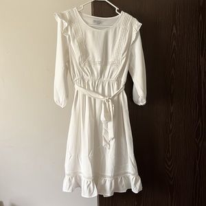White Sleeved Ruffle Dress